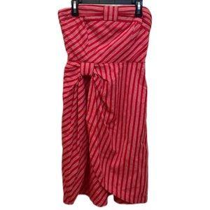 🛍️Anthropologie Blazing Red Striped Strapless Mini Dress.0.NWT